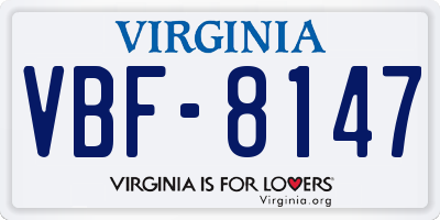 VA license plate VBF8147