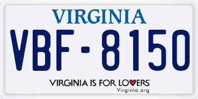 VA license plate VBF8150