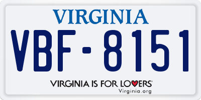 VA license plate VBF8151