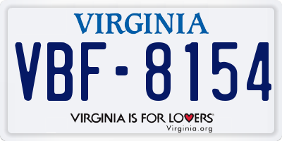 VA license plate VBF8154