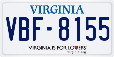 VA license plate VBF8155