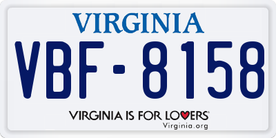 VA license plate VBF8158