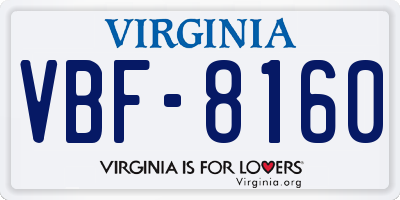 VA license plate VBF8160