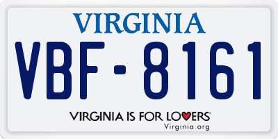 VA license plate VBF8161