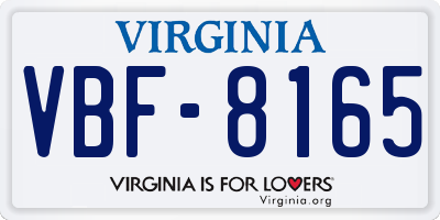 VA license plate VBF8165