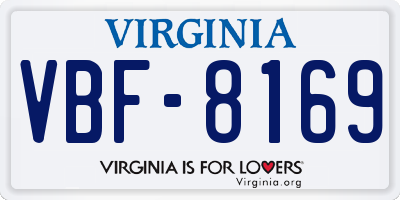 VA license plate VBF8169