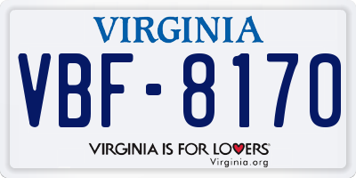 VA license plate VBF8170