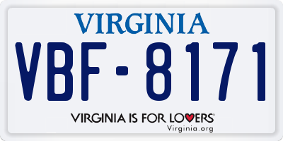 VA license plate VBF8171