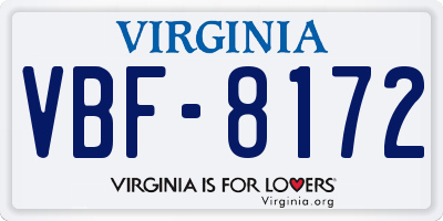 VA license plate VBF8172