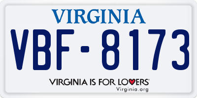 VA license plate VBF8173