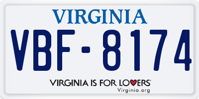 VA license plate VBF8174