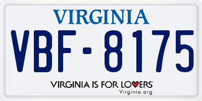 VA license plate VBF8175