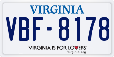 VA license plate VBF8178