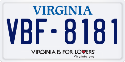 VA license plate VBF8181