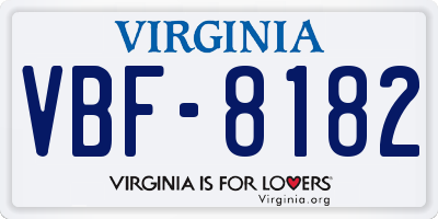 VA license plate VBF8182