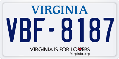 VA license plate VBF8187