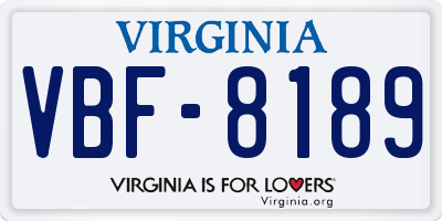 VA license plate VBF8189