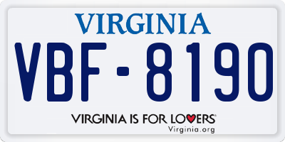 VA license plate VBF8190