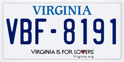 VA license plate VBF8191