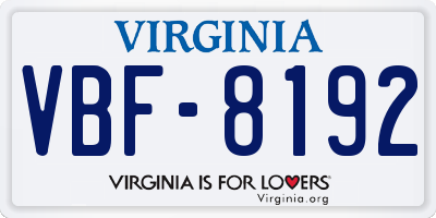 VA license plate VBF8192