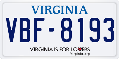 VA license plate VBF8193