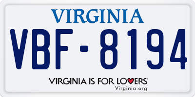 VA license plate VBF8194