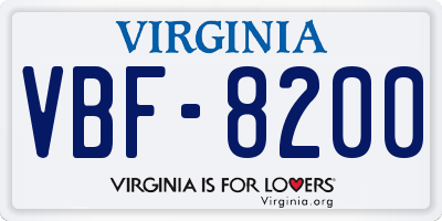 VA license plate VBF8200