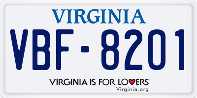 VA license plate VBF8201