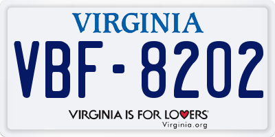 VA license plate VBF8202