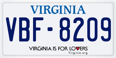 VA license plate VBF8209