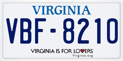 VA license plate VBF8210