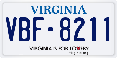 VA license plate VBF8211