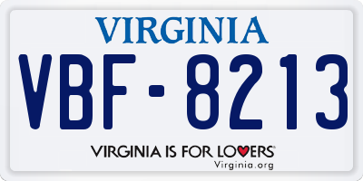 VA license plate VBF8213