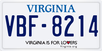 VA license plate VBF8214