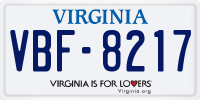 VA license plate VBF8217