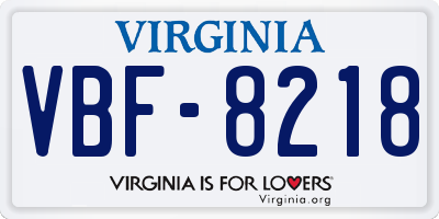 VA license plate VBF8218
