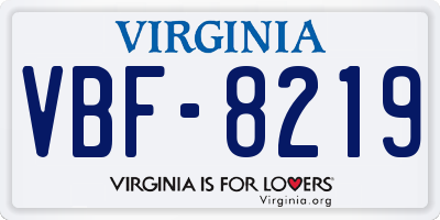 VA license plate VBF8219