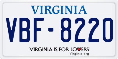 VA license plate VBF8220