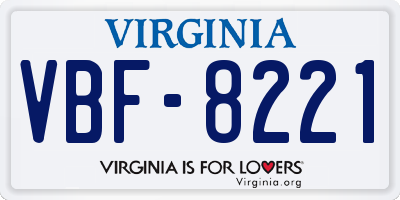 VA license plate VBF8221
