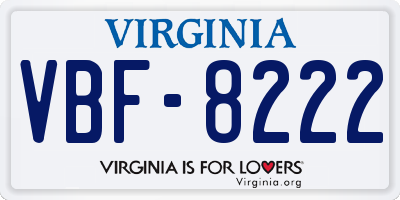 VA license plate VBF8222
