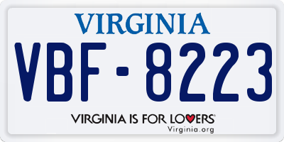 VA license plate VBF8223
