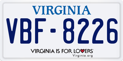 VA license plate VBF8226