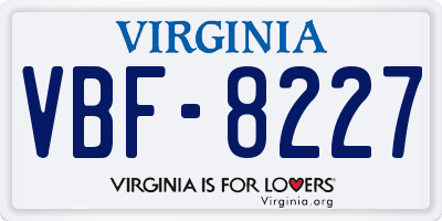VA license plate VBF8227