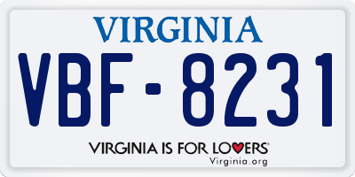 VA license plate VBF8231