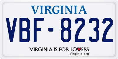 VA license plate VBF8232