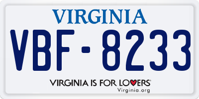 VA license plate VBF8233