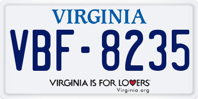 VA license plate VBF8235