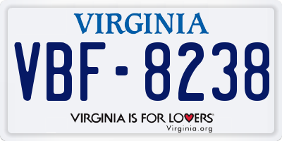 VA license plate VBF8238