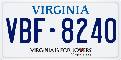 VA license plate VBF8240
