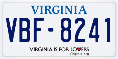 VA license plate VBF8241